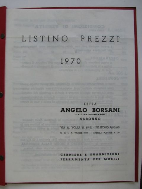 Listino prezzi 1970